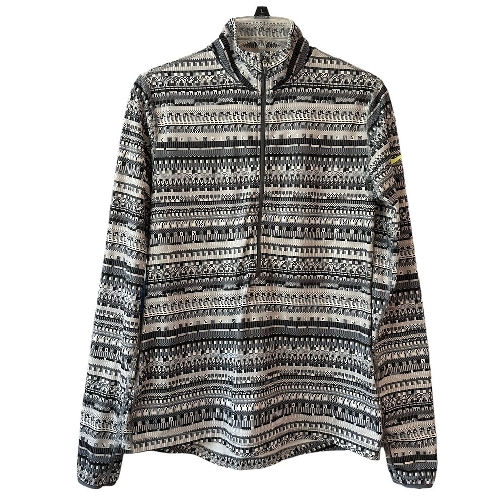 Nike Pro Dri-Fit Aztec Half Zip Pull Over Thumbholes Logo Pullover Women's Sz. L
